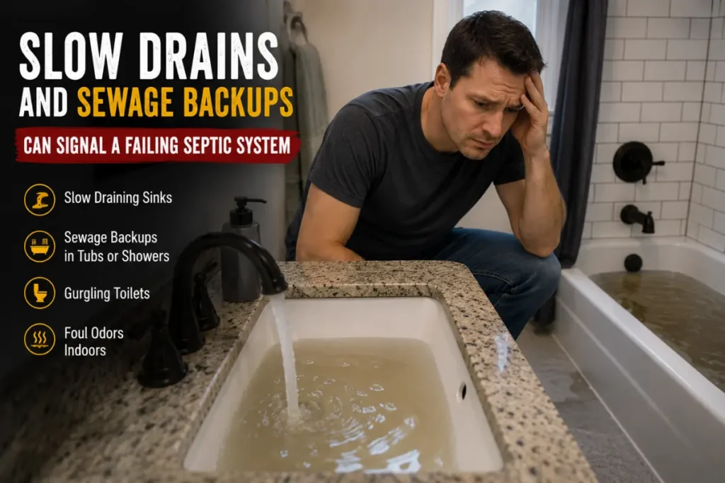 Slow drains and sewage backups inside a home